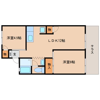 間取図 近鉄橿原線/田原本駅 徒歩9分 1階 築34年
