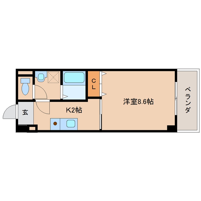 間取図 近鉄橿原線/畝傍御陵前駅 徒歩2分 2階 築35年