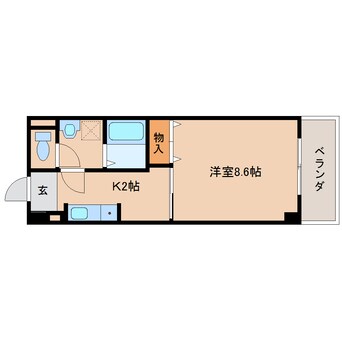 間取図 近鉄橿原線/畝傍御陵前駅 徒歩2分 2階 築33年