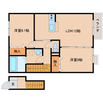 間取図 近鉄大阪線（近畿）/耳成駅 徒歩9分 2階 築14年