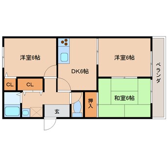 間取図 近鉄大阪線（近畿）/大和八木駅 徒歩5分 3階 築26年