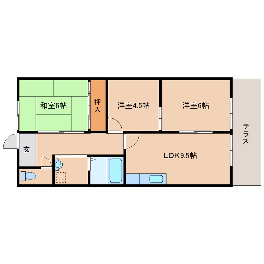 間取図 近鉄橿原線/橿原神宮前駅 徒歩15分 1階 築28年