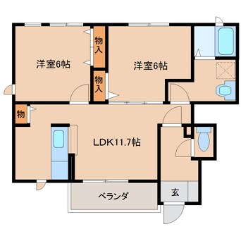 間取図 近鉄橿原線/田原本駅 徒歩5分 1階 築12年