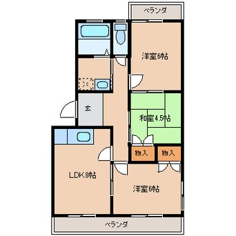 間取図 近鉄南大阪線/橿原神宮西口駅 徒歩10分 1階 築34年