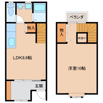 間取図 近鉄大阪線（近畿）/大和八木駅 徒歩5分 1-2階 築57年