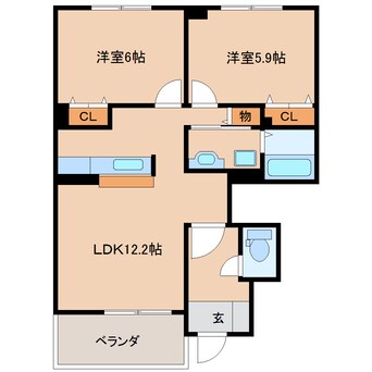 間取図 近鉄橿原線/田原本駅 徒歩9分 1階 築10年