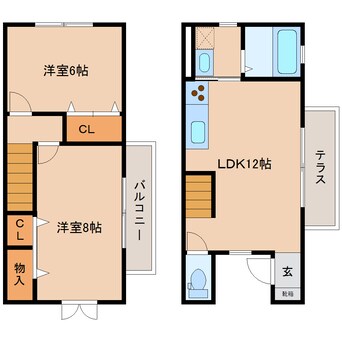 間取図 近鉄南大阪線/岡寺駅 徒歩6分 1-2階 築17年