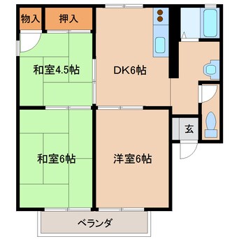 間取図 近鉄橿原線/新ノ口駅 徒歩7分 1階 築39年