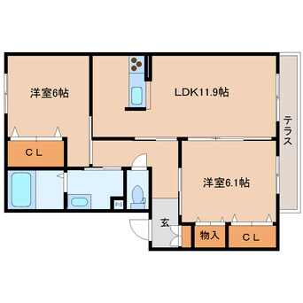 間取図 近鉄橿原線/笠縫駅 徒歩12分 1階 築9年