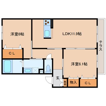 間取図 近鉄橿原線/笠縫駅 徒歩12分 1階 築9年