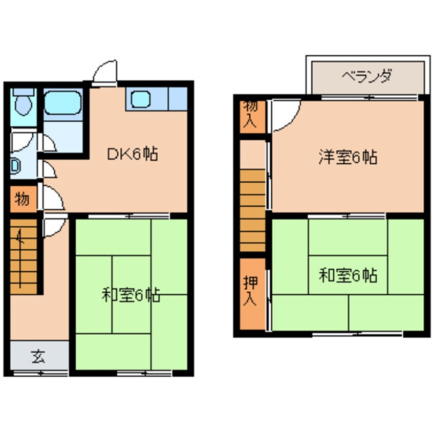 間取図 近鉄大阪線（近畿）/大和八木駅 徒歩18分 1-2階 築35年