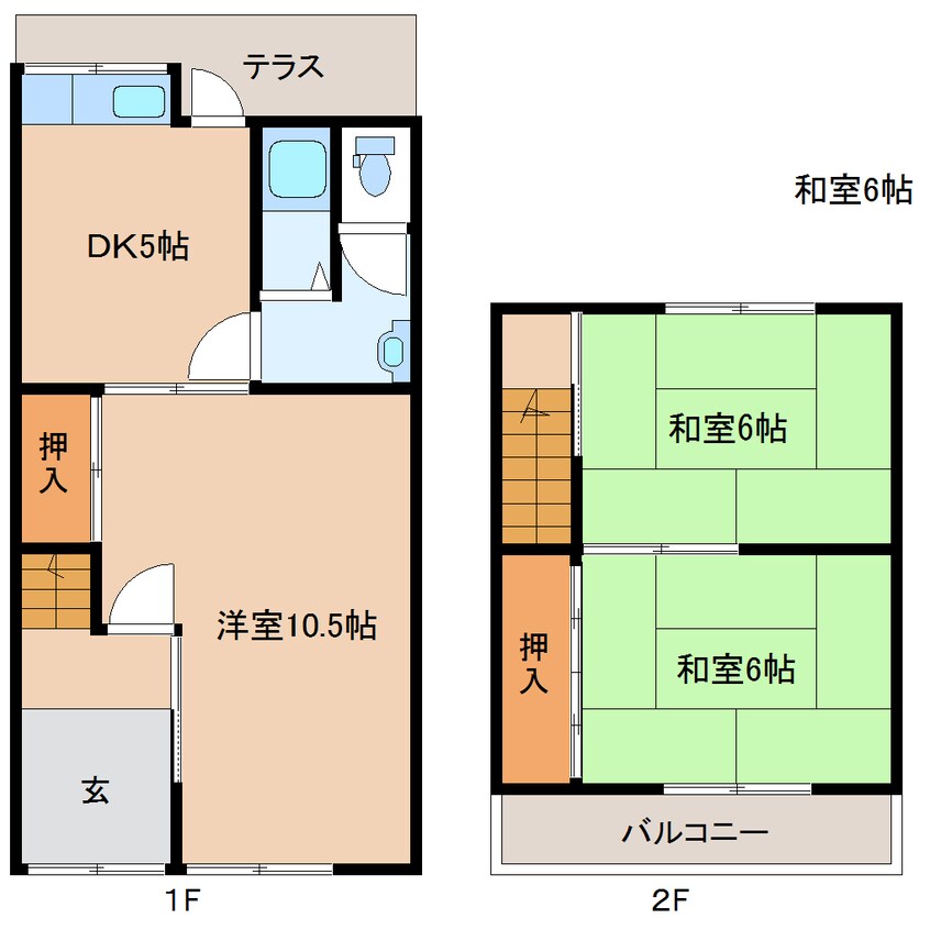 間取図 近鉄大阪線（近畿）/大和八木駅 徒歩15分 1-2階 築38年