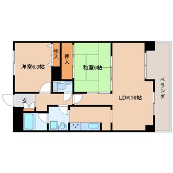 間取図 近鉄大阪線（近畿）/大和八木駅 徒歩5分 6階 築31年