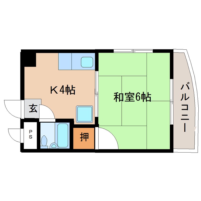 間取図 近鉄南大阪線/坊城駅 徒歩1分 2階 築35年