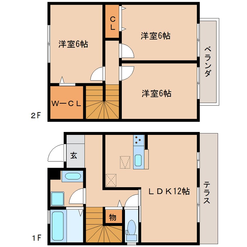 間取図 近鉄橿原線/橿原神宮前駅 徒歩13分 1-2階 築8年