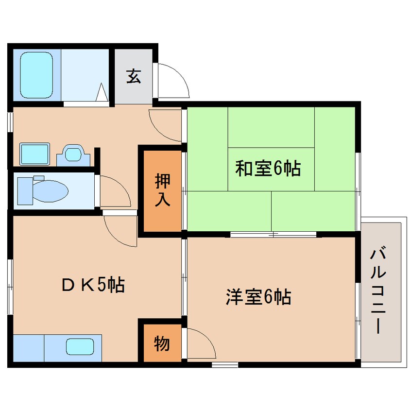 間取図 近鉄大阪線（近畿）/大和八木駅 徒歩9分 2階 築29年