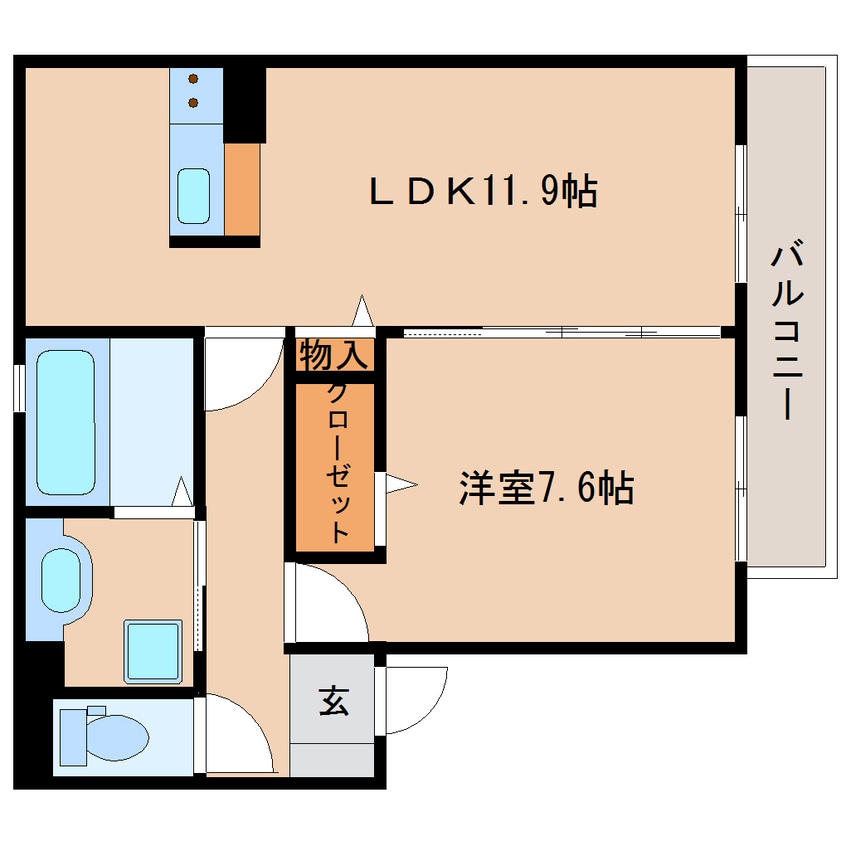 間取図 近鉄大阪線（近畿）/耳成駅 徒歩1分 2階 築10年