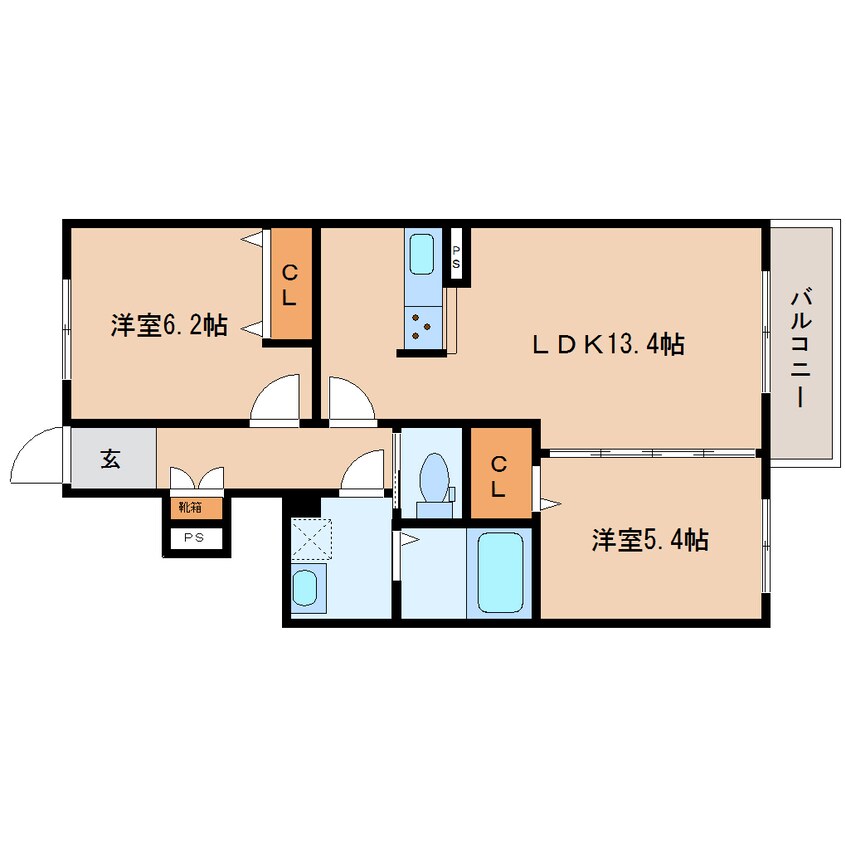 間取図 近鉄大阪線（近畿）/大和八木駅 徒歩19分 1階 築8年