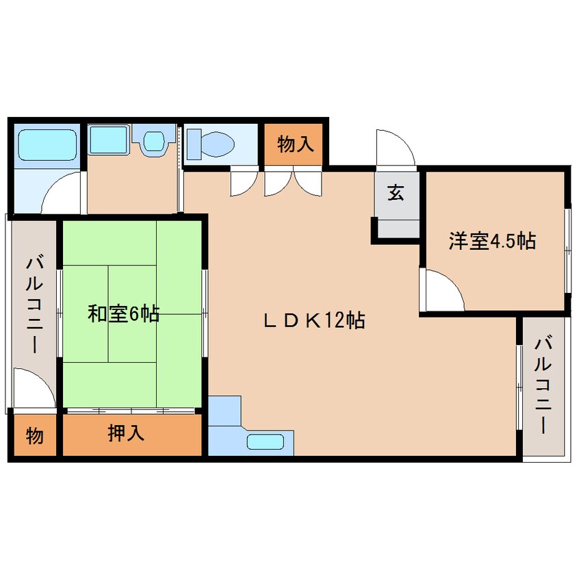 間取図 近鉄橿原線/大和八木駅 徒歩5分 1階 築36年