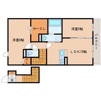 間取図 近鉄大阪線（近畿）/耳成駅 徒歩6分 2階 築7年