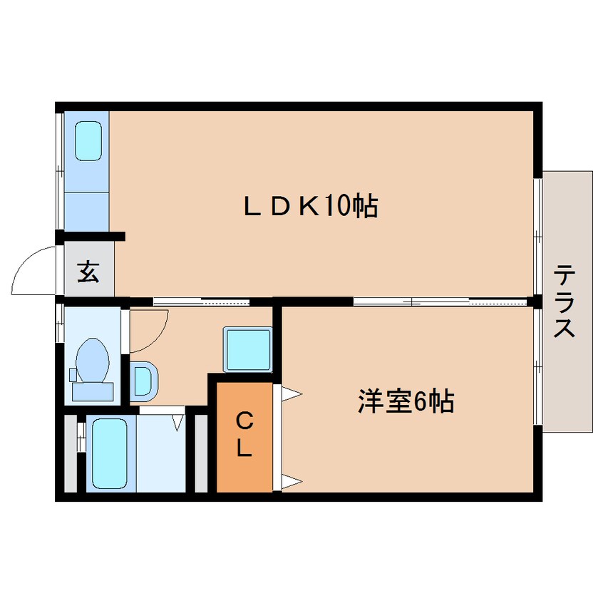 間取図 近鉄橿原線/新ノ口駅 徒歩5分 1階 築46年