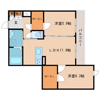 間取図 近鉄橿原線/橿原神宮前駅 徒歩8分 2階 築6年