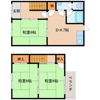 間取図 近鉄大阪線（近畿）/大和八木駅 徒歩22分 1-2階 築30年