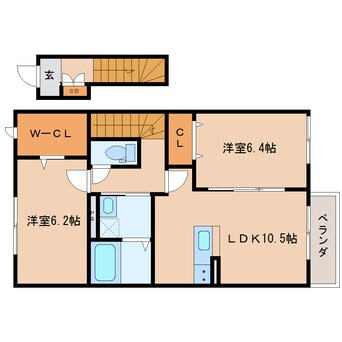 間取図 近鉄南大阪線/坊城駅 徒歩9分 2階 築6年