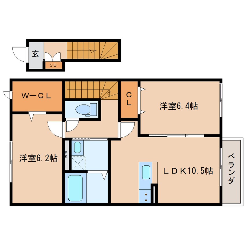 間取図 近鉄南大阪線/坊城駅 徒歩9分 2階 築6年