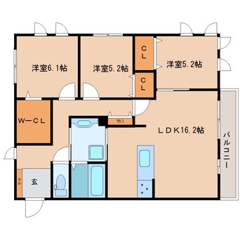 間取図 近鉄橿原線/大和八木駅 徒歩20分 3階 築4年