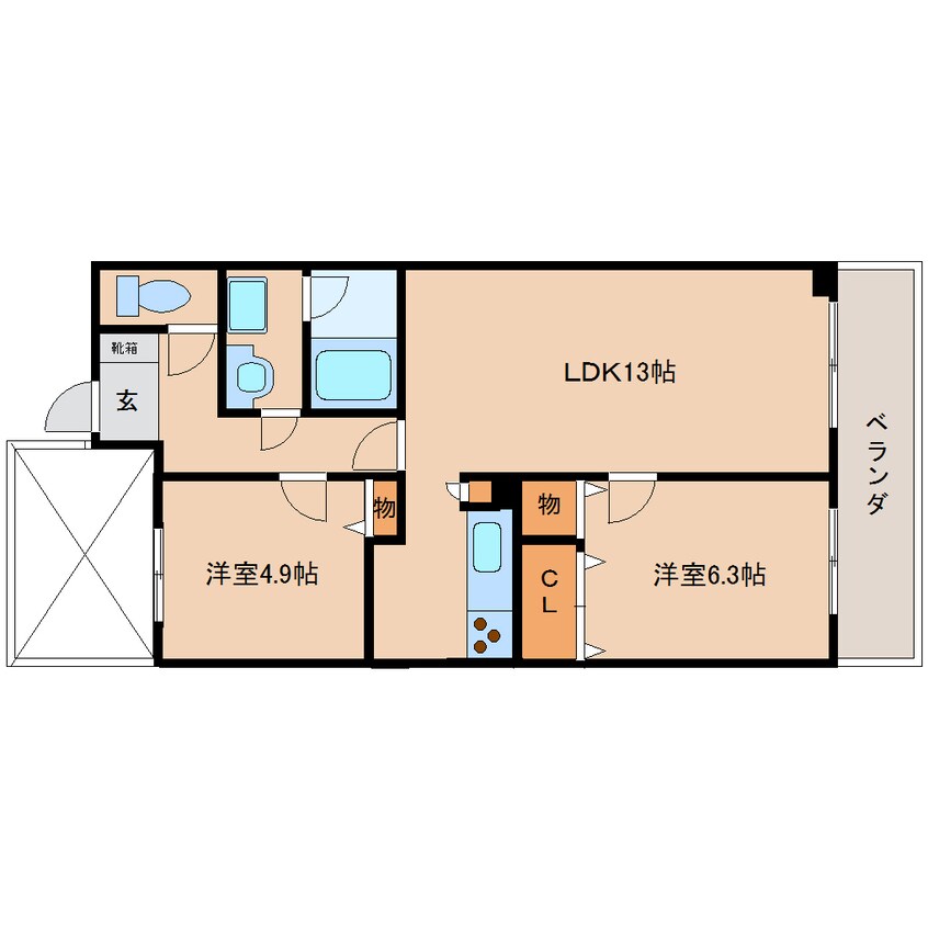 間取図 近鉄大阪線（近畿）/真菅駅 徒歩10分 5階 築35年