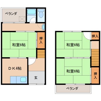 間取図 近鉄大阪線（近畿）/大和八木駅 徒歩9分 1-2階 築51年