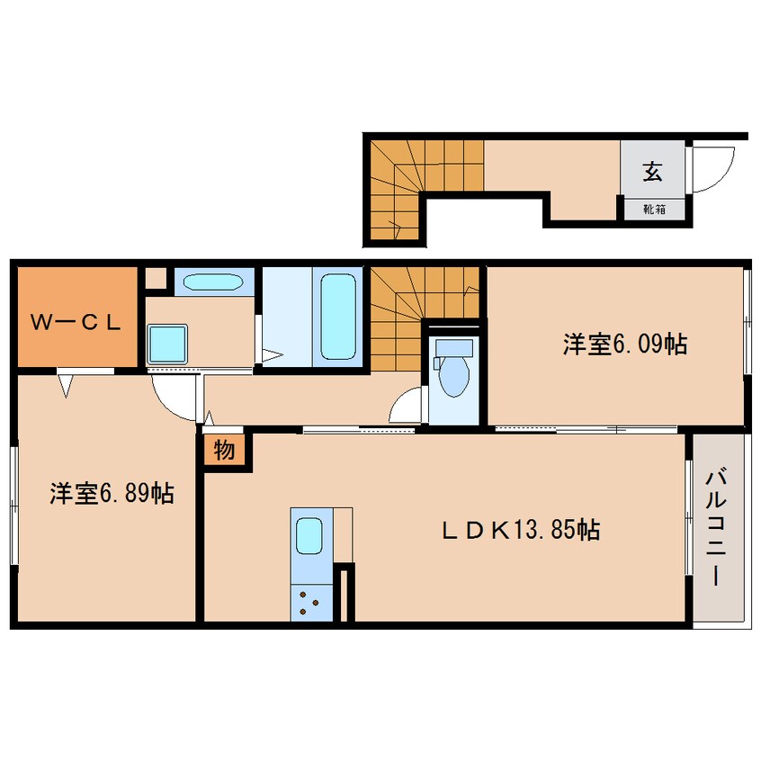 間取図 近鉄南大阪線/岡寺駅 徒歩6分 2階 築4年