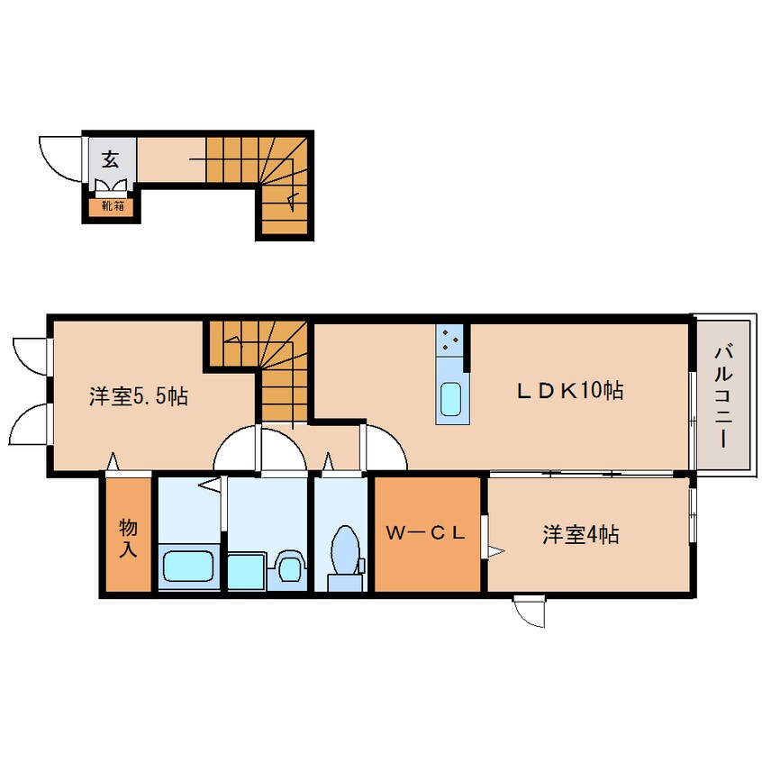 間取図 近鉄大阪線（近畿）/真菅駅 徒歩7分 2階 築4年