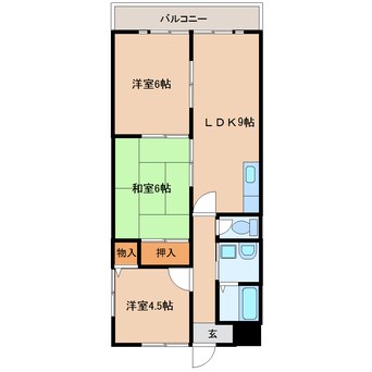 間取図 近鉄南大阪線/橿原神宮西口駅 徒歩5分 2階 築34年