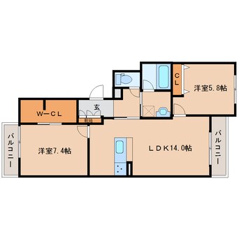 間取図 近鉄大阪線（近畿）/耳成駅 徒歩1分 2階 築3年