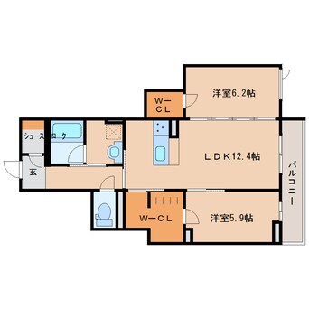 間取図 近鉄大阪線（近畿）/耳成駅 徒歩2分 3階 築4年