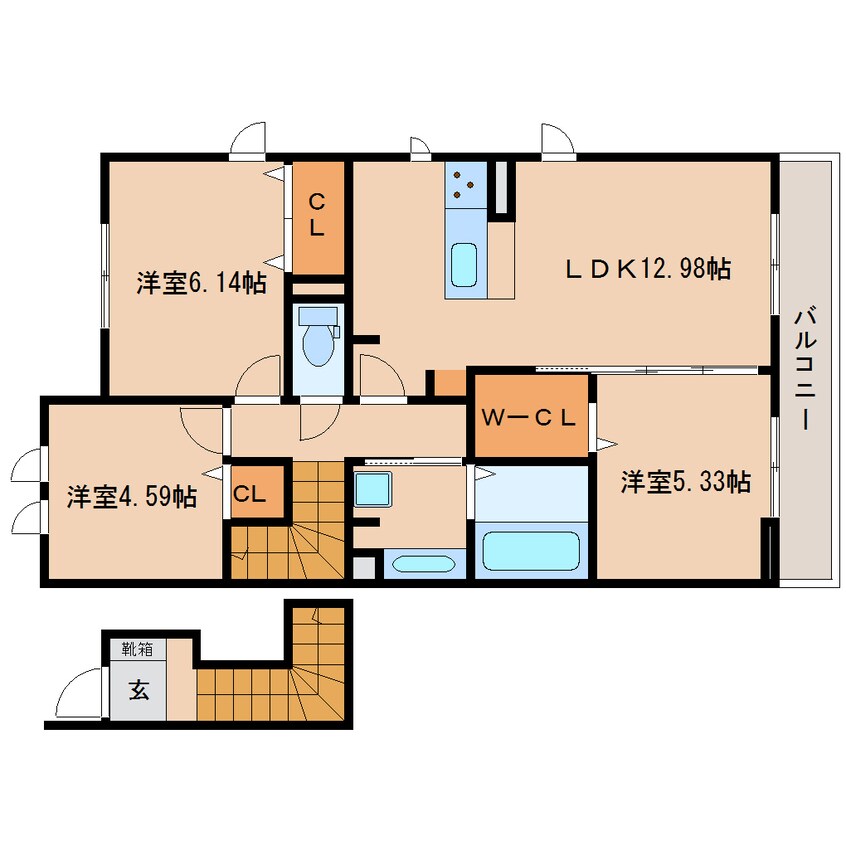 間取図 近鉄大阪線（近畿）/大和八木駅 徒歩19分 2階 築2年