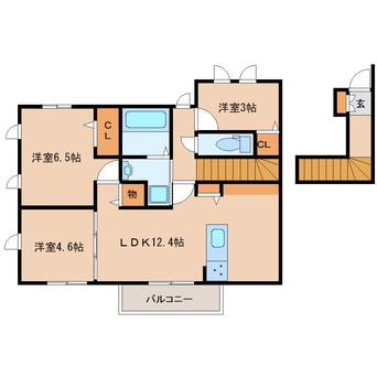間取図 近鉄大阪線（近畿）/耳成駅 徒歩2分 2階 築4年