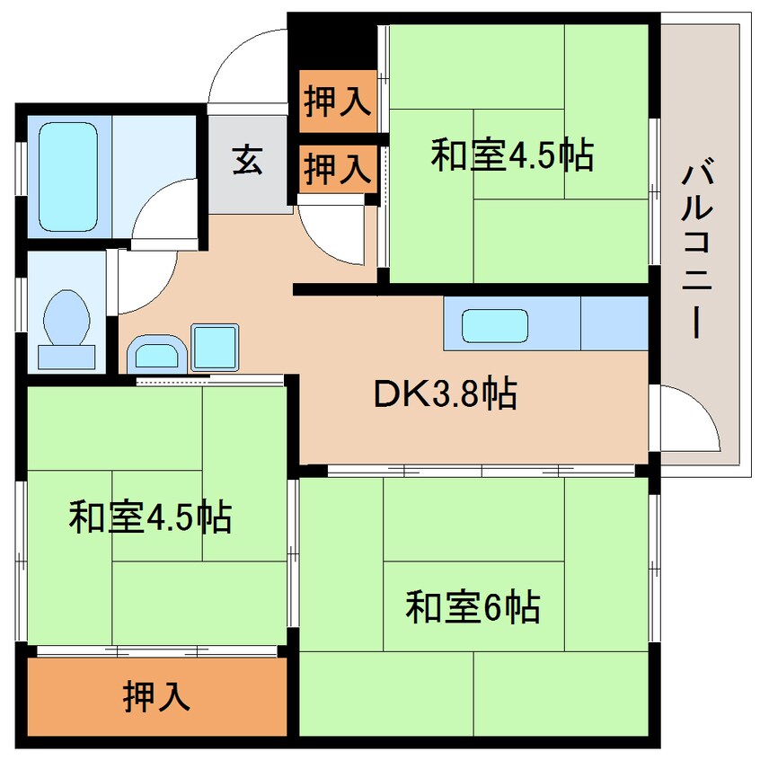 間取図 近鉄橿原線/橿原神宮前駅 徒歩17分 3階 築53年