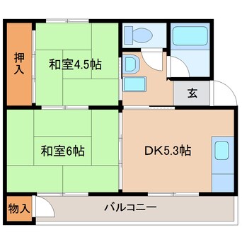 間取図 近鉄橿原線/橿原神宮前駅 徒歩17分 2階 築53年