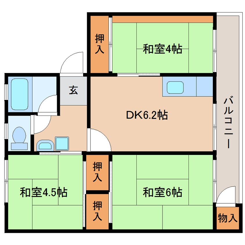 間取図 近鉄橿原線/橿原神宮前駅 徒歩17分 5階 築53年