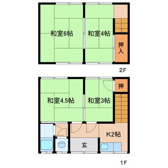 間取図 近鉄南大阪線/岡寺駅 徒歩9分 1-2階 築51年