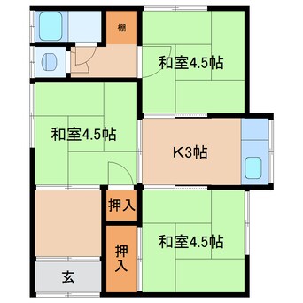 間取図 近鉄南大阪線/岡寺駅 徒歩8分 1階 築50年