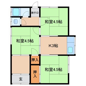 間取図 近鉄南大阪線/岡寺駅 徒歩8分 1階 築50年