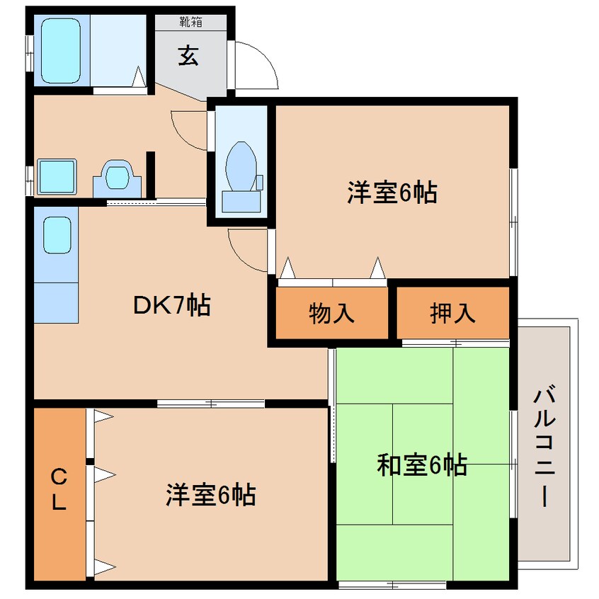 間取図 近鉄橿原線/八木西口駅 徒歩16分 2階 築24年