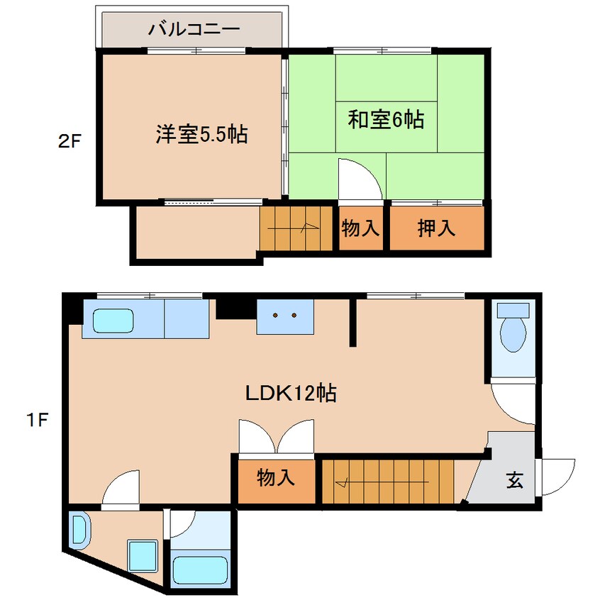 間取図 近鉄南大阪線/壺阪山駅 徒歩1分 1階 築40年