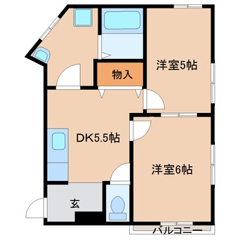 間取図 近鉄南大阪線/壺阪山駅 徒歩1分 3階 築40年