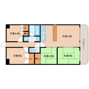 間取図 近鉄大阪線（近畿）/耳成駅 徒歩7分 2階 築33年