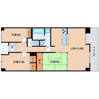 間取図 近鉄橿原線/大和八木駅 徒歩5分 8階 築31年